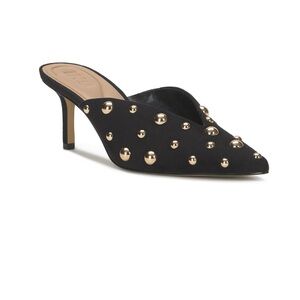INC International Concepts Black Pointed-Toe Studded Mule Heels